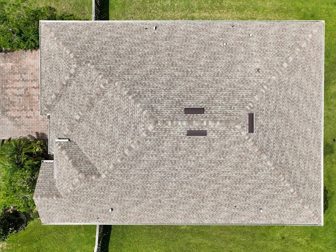 Aerial view of roof by Platinum Roofing