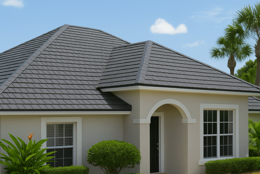 Architectural metal shingles on a traditional-style home in Brevard County