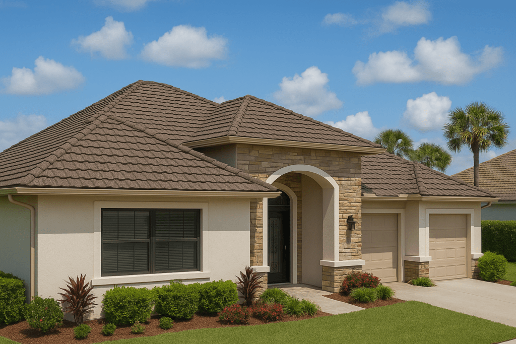 Stone-coated steel tile roof on a coastal Brevard County residence