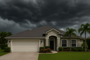 Home in Brevard County with storm approaching overhead
