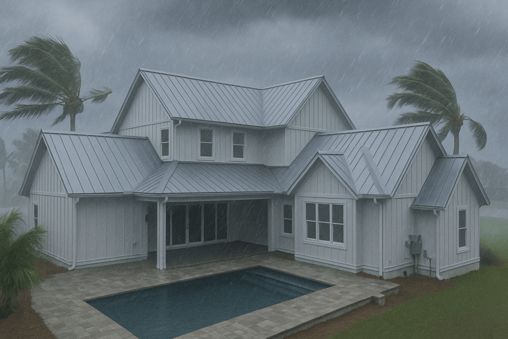 Metal roof withstanding hurricane-force winds in Florida
